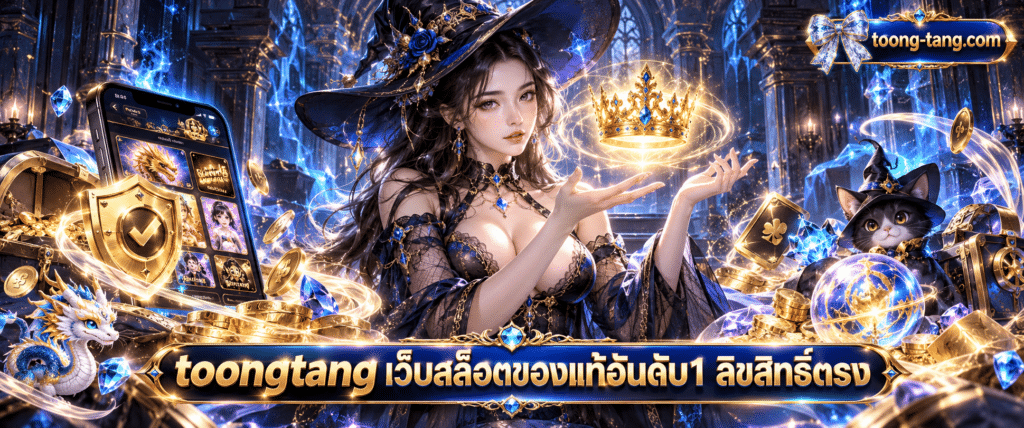 ภาพเหรียญทองคำมีตราประทับใบรับรองความปลอดภัยวางอยู่บนหน้าโฮมเพจ toongtang เว็บสล็อตของแท้อันดับ1